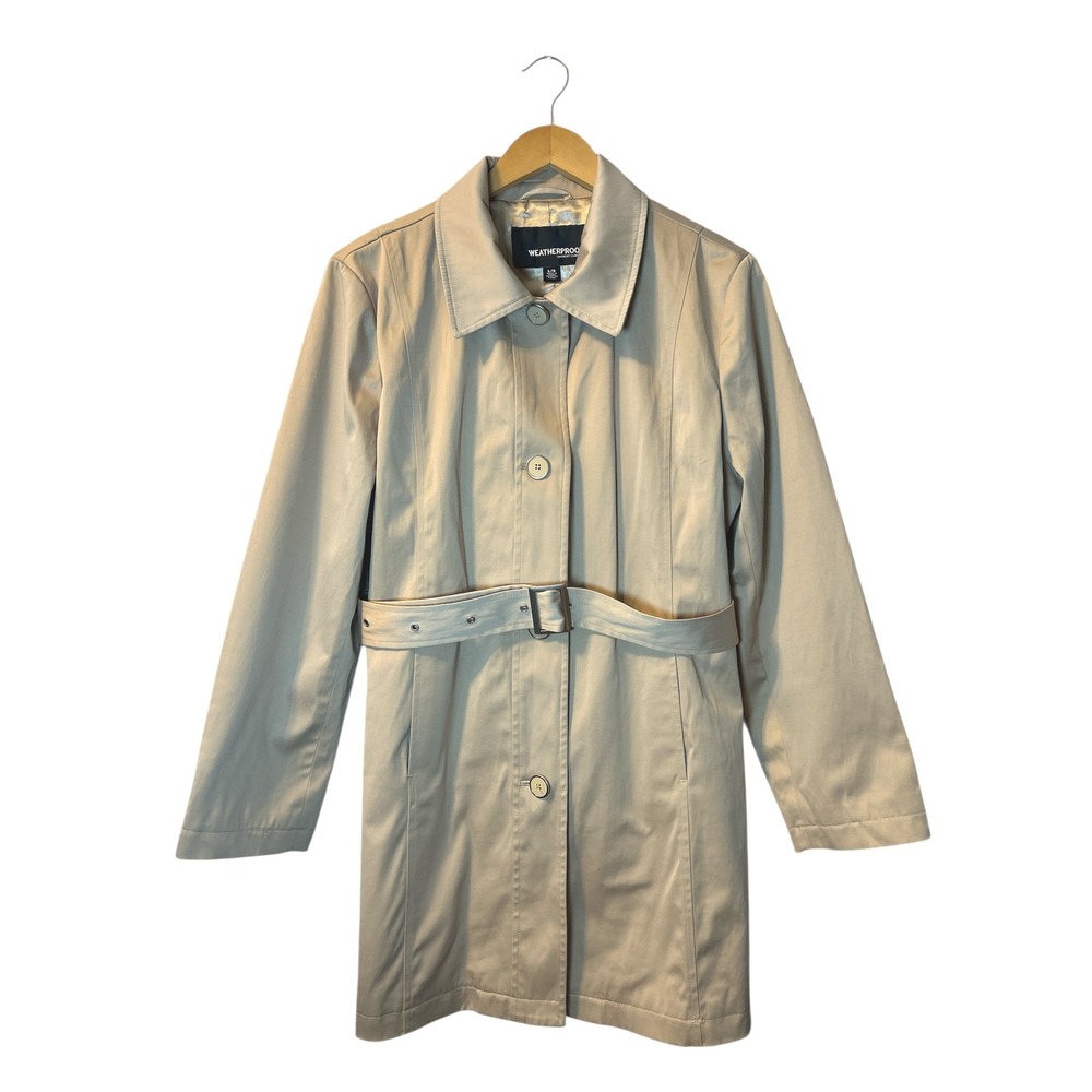 Weatherproof Garment Company Womens Tan Belted Trench Coat Jacket Size Large‎